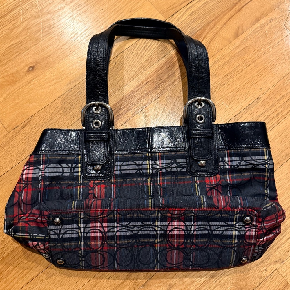 Coach Black and Red Plaid Shoulder Bag - Picture 3 of 9